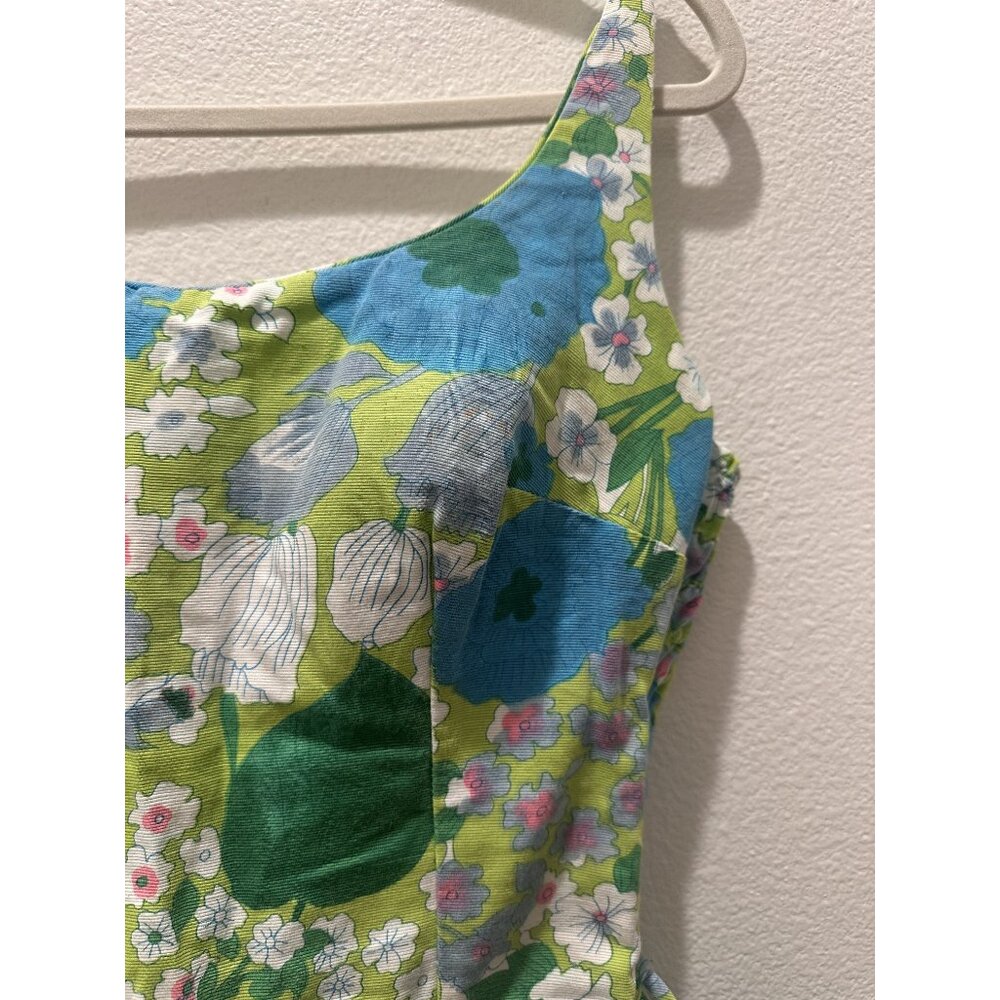 Vintage Cole of California Blue Floral Print Scoop Neck Sleeveless Swimsuit Sz 4 - Picture 7 of 9